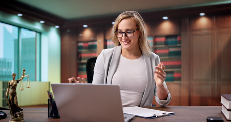Female Lawyer Conducting Legal Webinar Conference