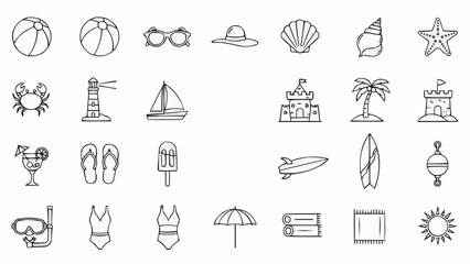 Collection of Summer Beach Holiday Icons and Symbols. © Rifni