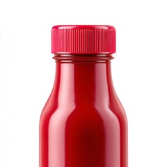 Bright Red Bottle with a Detachable Cap Standing Proudly Against a White Background for Product Presentation