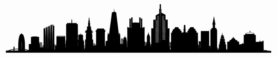 Modern City Skyline Silhouette Vector Illustration