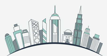 Modern Geometric City Skyline Vector Illustration Design