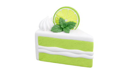 Lime cake slice with mint and lime garnish