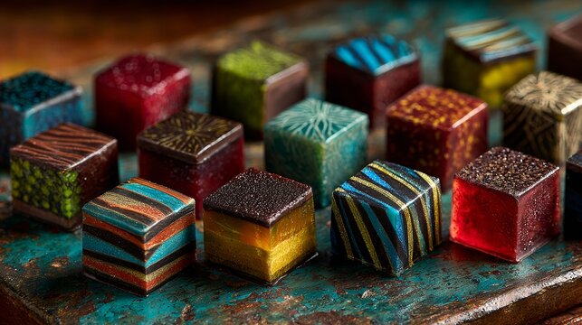 Decadent Chocolate Bonbon Assortment in Macro Focus &ndash; Tactile Art Visual for Sustainable Dessert Packaging and Digital Wellness Branding