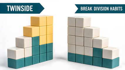 Naklejka premium Blocks of varied colors arranged symmetrically breaking divisions