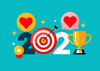 2022 Goals Achievement Success Vector Illustration Concept