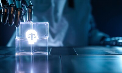 Futuristic cloud computing technology with digital human head icon