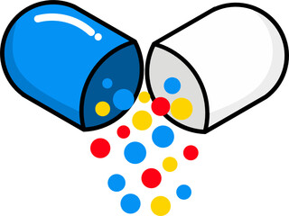 Open Capsule Medicine Illustration