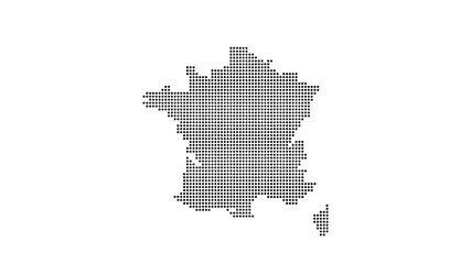 France Map Dotted Grid Silhouette - Minimalist Halftone Vector for Infographic Design Isolated