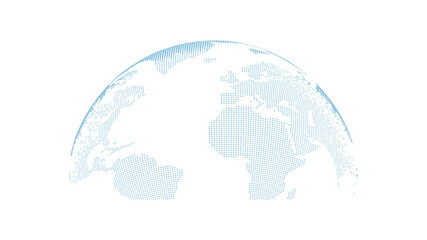 Abstract Isometric Dotted Globe Vector Icon - Minimalist 3D World Map with Shadow on White