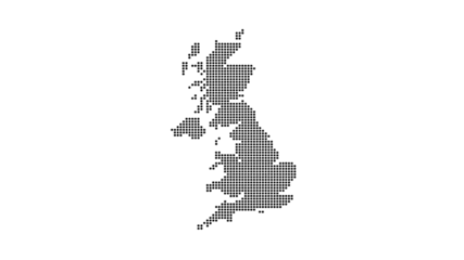 United Kingdom Map Dotted Vector - Minimalist UK Halftone Grid Silhouette Isolated on White