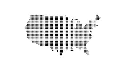 USA Map Dotted Grid Vector - Minimalist Black Halftone Silhouette for Data Visualization Isolated on White © Ahmed