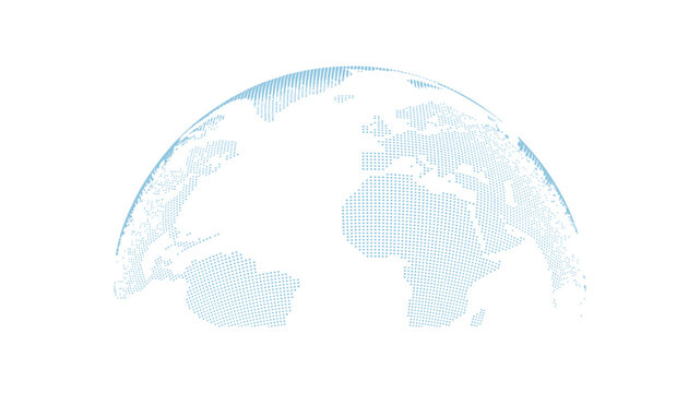 Abstract Isometric Dotted Globe Vector Icon - Minimalist 3D World Map with Shadow on White