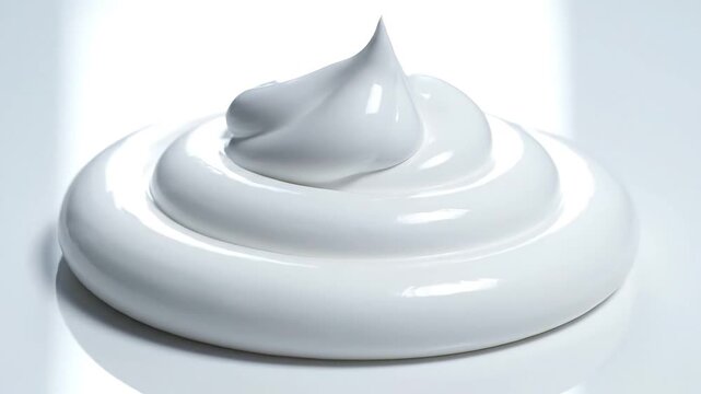 A swirl of creamy texture on a plain surface is captured in a close-up shot highlighting the smooth content