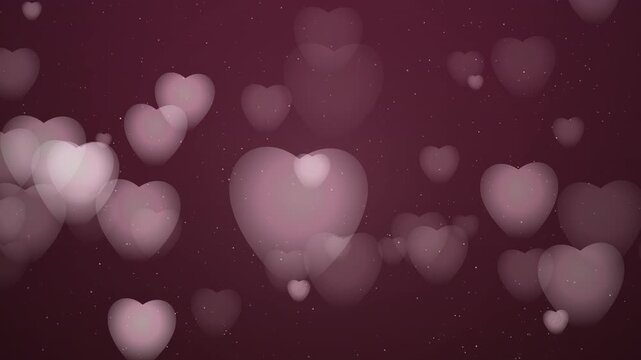 Floating Hearts in Purple Abstract Background