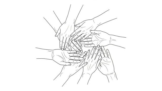 Many Hands Stacked Together in Unity