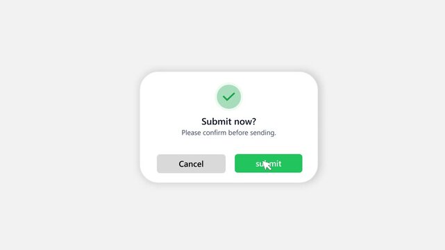 digital confirmation dialog box, presenting clear options for users to submit or cancel actions on an interactive interface