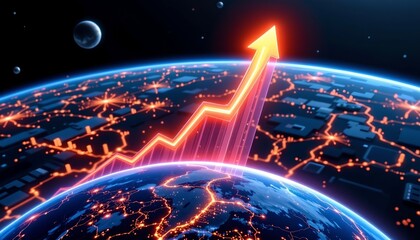 Global Connectivity and Growth Futuristic Digital Art