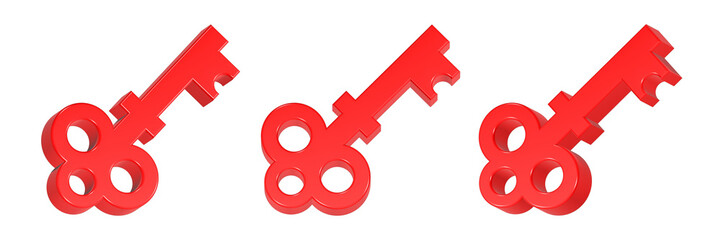 key icon 3d render red color