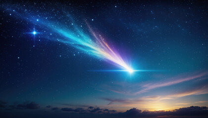 夜空を流れる彗星、流れ星のイメージ画像