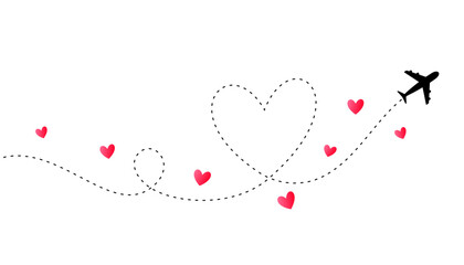 airplane love route path with heart design © starlineart