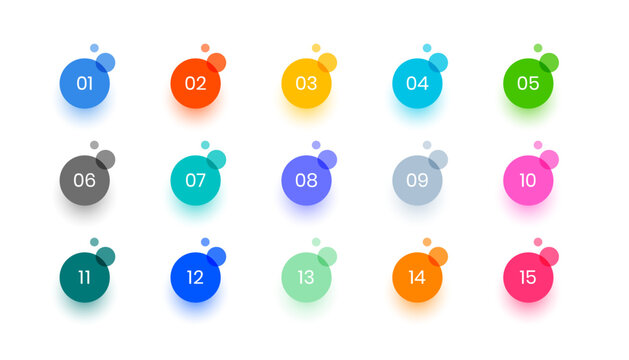 colorful bullet points info key element in collection