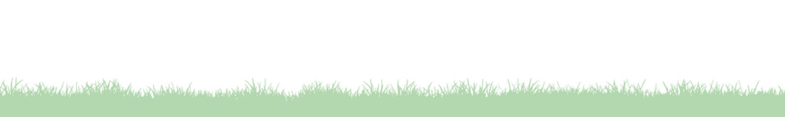 Seamless grass silhouette, meadow panorama on white background, lawn border, isolated graphic element