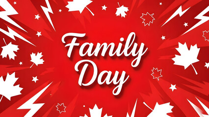 Family day celebration with canadian maple leaves and lightning bolts