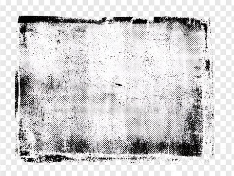 Isolated Old Screen Print Grunge Texture Overlay, Vintage Halftone Effect, Imperfect Ink Transfer, Distressed Graphic Element, Retro Print