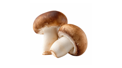 Fresh brown cremini mushrooms with firm white stems on a plain black background