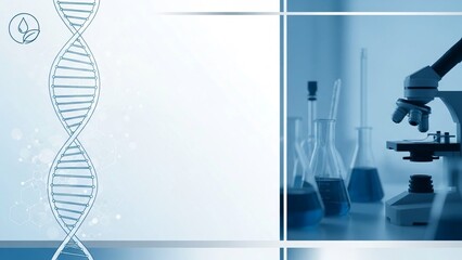 Scientist in lab coat working with microscope and test tubes dna double helix structure on white background biotechnology research concept with laboratory equipment