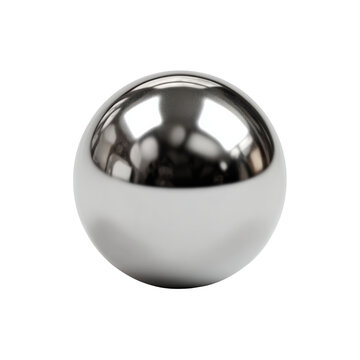 Silver Sphere Reflection: A perfectly spherical silver ball with a highly polished surface reflecting its surroundings, showcasing the principles of geometry and light.
