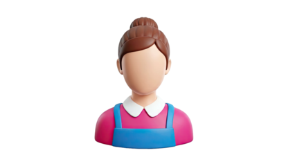 3D Avatar of a Person with a Bun and Apron