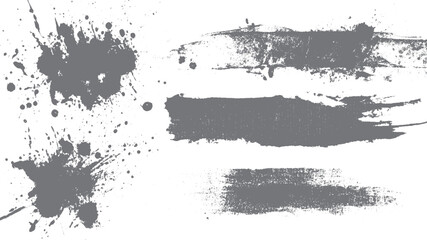 Fototapeta premium Glitch distorted grunge overlay elements for posters flyers and social media design. Abstract grunge ink splatter and paint stroke set isolated on white background. 