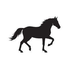 Obraz premium Beautiful running horse silhouette isolated on white background. Running horse icon vector illustration design. 