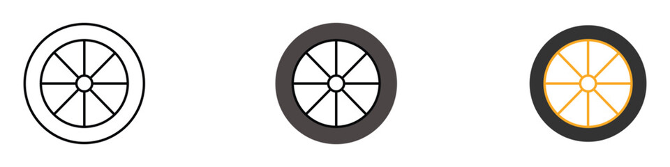 Tyre icon vector. spoked wheel symbol. vector illustration. © Graphinest