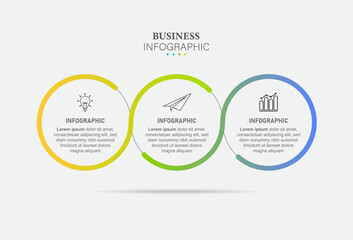 Vector infographic design UI template colorful gradient 3 number labels and icons
