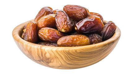 Obraz premium Bowl full of fresh dates close up shot isolated on transparent background