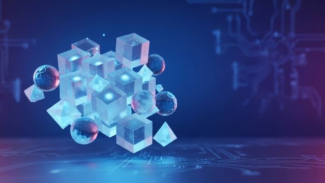 Glowing Crystal Cluster with Neon Lights. - Powered by Adobe