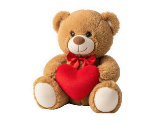 Fototapeta premium Teddy bear holding heart, isolated on transparent background