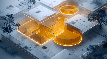 An electronic circuit board with components on a laptop reflects an engineering blueprint design for a modern home technology project using 3d architecture tools
