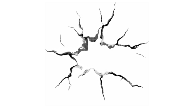 Intricate web of white and grey cracks fracturing across a solid black surface - Powered by Adobe