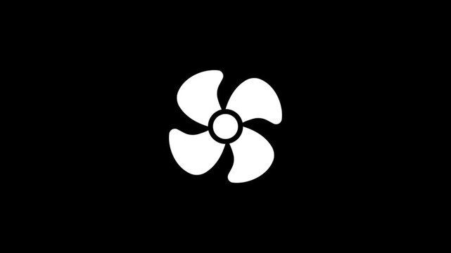 Rotating exhaust fan icon animation representing air ventilation system on a black background
