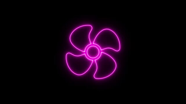 neon motion graphic animation A dynamic neon air colur . The glowing neon fan icon pulses with vibrant colors in the animation. The neon colur icon purple color animation