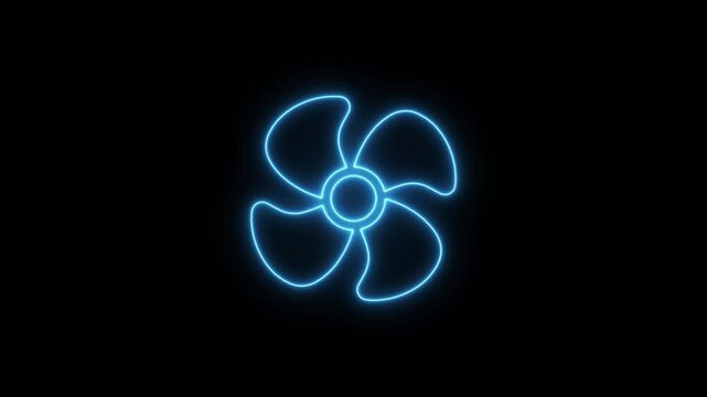 neon motion graphic animation A dynamic neon air colur . The glowing neon fan icon pulses with vibrant colors in the animation. The neon colur icon blue color animation