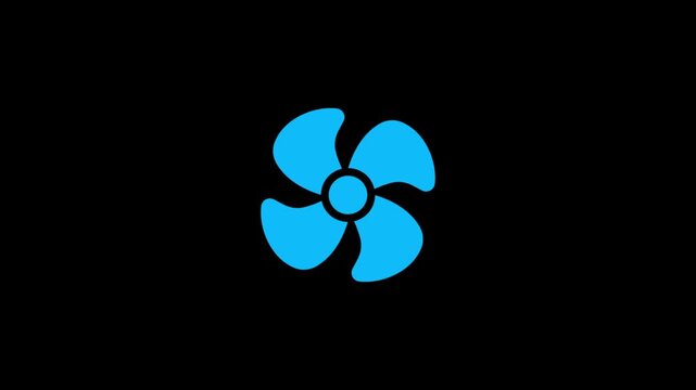 Rotating exhaust fan icon animation representing air ventilation system on a black background