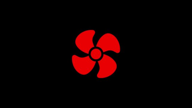 Rotating exhaust fan icon animation representing air ventilation system on a black background