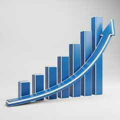 Minimalist blue rising bar chart vector isolated on white