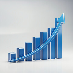 Minimalist blue rising bar chart vector isolated on white