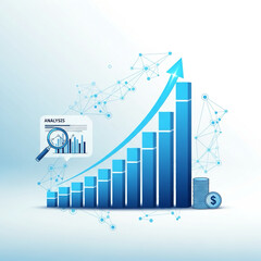 Minimalist blue rising bar chart vector isolated on white