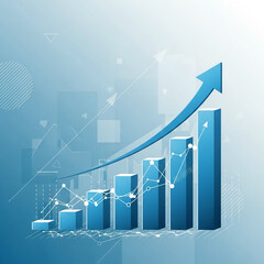 Minimalist blue rising bar chart vector isolated on white